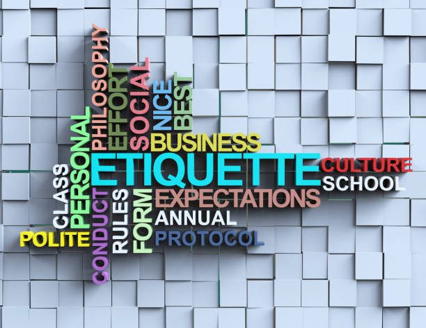 Academics etiquette 3d word on cubes